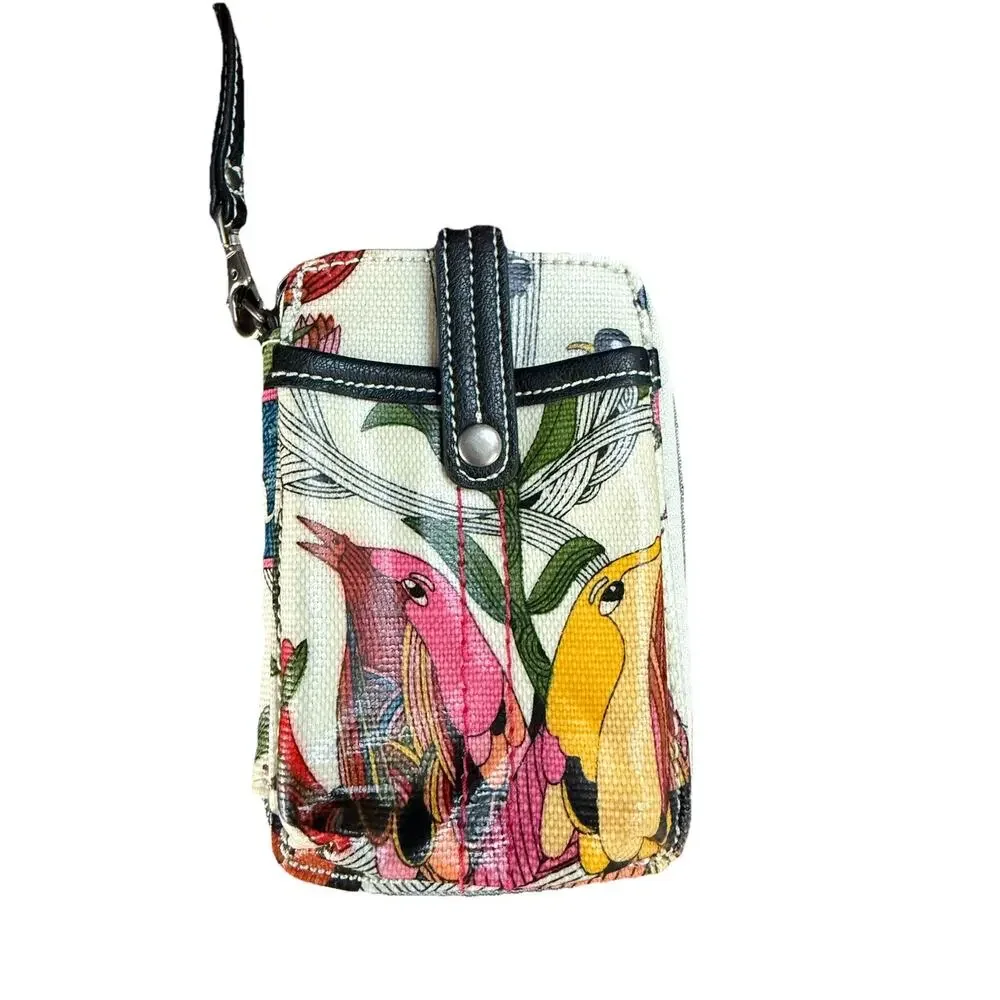 Sak Root Wristlet Wallet Clutch Artist Circle Peace Bird Floral Sketch Artsy Y2K